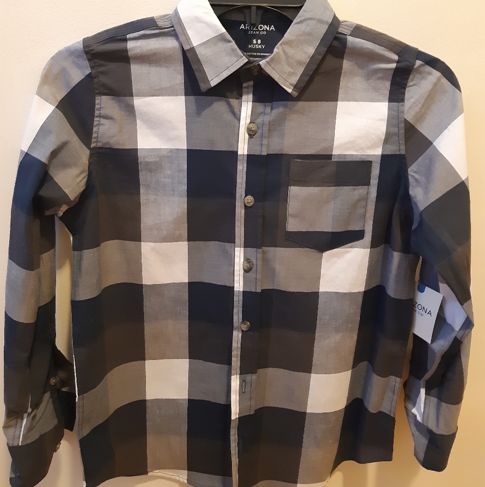 Boys plaid Button Down shirt Arizona husky